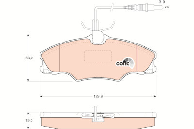 Conjunto de 4 pastilhas de freio COTEC TRW GDB1193