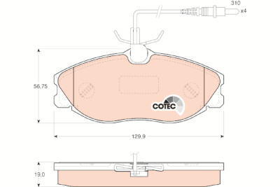 Conjunto de 4 pastilhas de freio COTEC TRW GDB1194