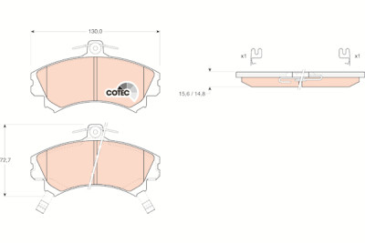 Conjunto de 4 pastilhas de freio COTEC TRW GDB1198