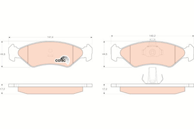 Conjunto de 4 pastilhas de freio COTEC TRW GDB1221