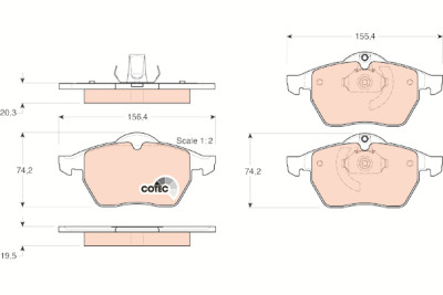 Conjunto de 4 pastilhas de freio COTEC TRW GDB1271