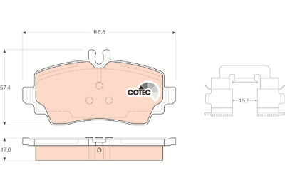 Conjunto de 4 pastilhas de freio COTEC TRW GDB1292