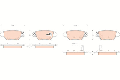 Conjunto de 4 pastilhas de freio COTEC TRW GDB1352