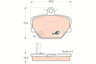Conjunto de 4 pastilhas de freio COTEC TRW GDB1365