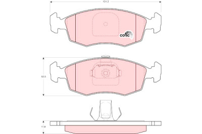 Conjunto de 4 pastilhas de freio COTEC TRW GDB1383
