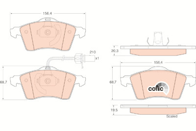 Conjunto de 4 pastilhas de freio COTEC TRW GDB1391