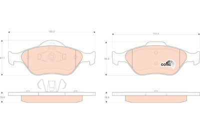 Conjunto de 4 pastilhas de freio COTEC TRW GDB1419
