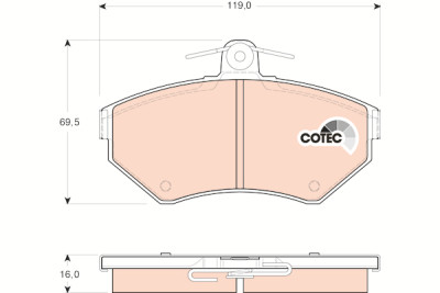 Conjunto de 4 pastilhas de freio COTEC TRW GDB1437