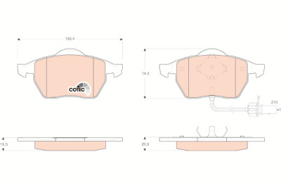 Conjunto de 4 pastilhas de freio COTEC TRW GDB1440