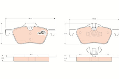 Conjunto de 4 pastilhas de freio COTEC TRW GDB1476