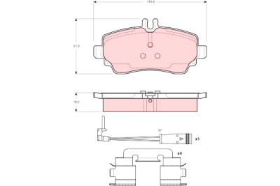 Conjunto de 4 pastilhas de freio TRW GDB1480