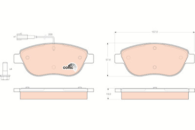 Conjunto de 4 pastilhas de freio COTEC TRW GDB1483