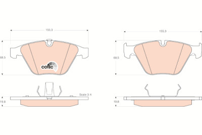 Conjunto de 4 pastilhas de freio COTEC TRW GDB1498