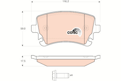 Conjunto de 4 pastilhas de freio COTEC TRW GDB1516