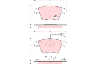 Conjunto de 4 pastilhas de freio COTEC TRW GDB1556