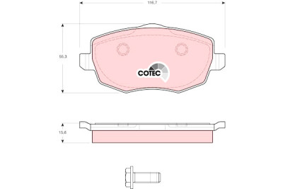 Conjunto de 4 pastilhas de freio COTEC TRW GDB1593
