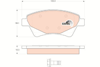 Conjunto de 4 pastilhas de freio COTEC TRW GDB1597
