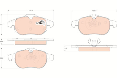 Conjunto de 4 pastilhas de freio COTEC TRW GDB1613