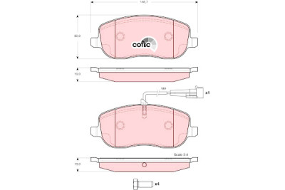Conjunto de 4 pastilhas de freio COTEC TRW GDB1636