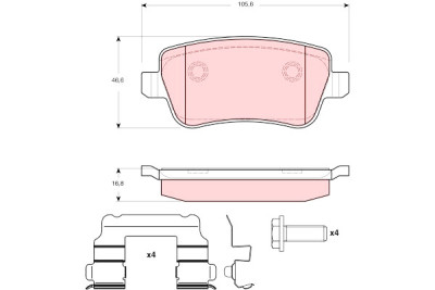Conjunto de 4 pastilhas de freio TRW GDB1638
