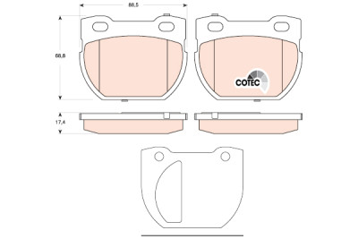 Conjunto de 4 pastilhas de freio COTEC TRW GDB1666