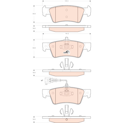 Conjunto de 4 pastilhas de freio COTEC TRW GDB1671