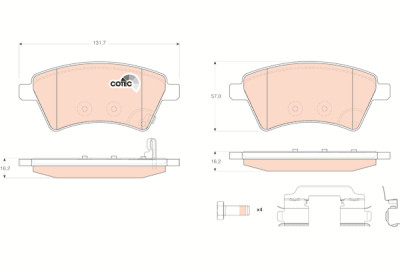 Conjunto de 4 pastilhas de freio COTEC TRW GDB1673