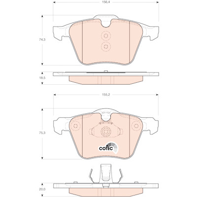Conjunto de 4 pastilhas de freio COTEC TRW GDB1684