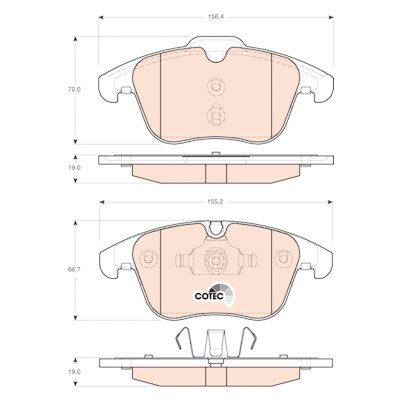 Conjunto de 4 pastilhas de freio COTEC TRW GDB1705