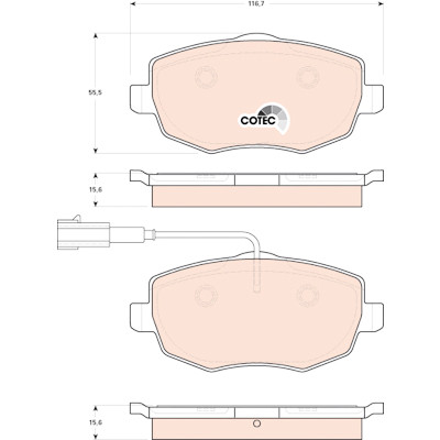 Conjunto de 4 pastilhas de freio COTEC TRW GDB1707