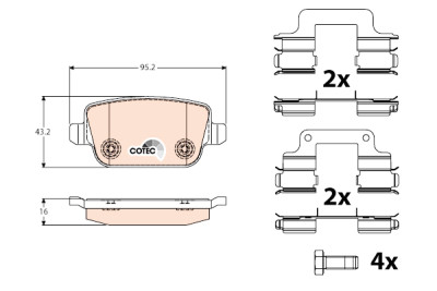 Conjunto de 4 pastilhas de freio COTEC TRW GDB1708