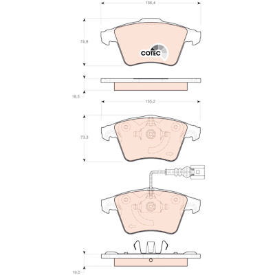 Conjunto de 4 pastilhas de freio COTEC TRW GDB1721