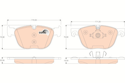 Conjunto de 4 pastilhas de freio COTEC TRW GDB1726