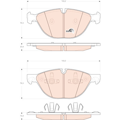 Conjunto de 4 pastilhas de freio COTEC TRW GDB1728