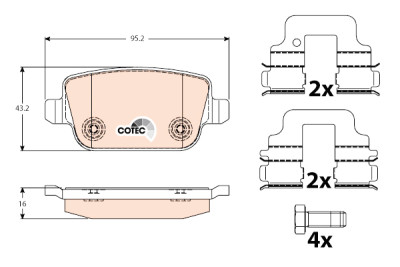 Conjunto de 4 pastilhas de freio COTEC TRW GDB1732