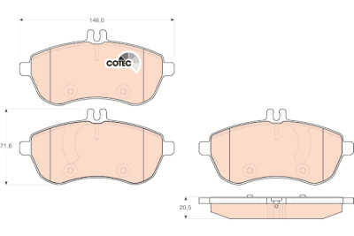 Conjunto de 4 pastilhas de freio COTEC TRW GDB1736