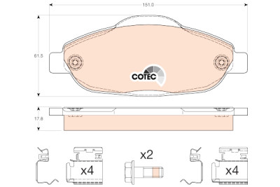 Conjunto de 4 pastilhas de freio COTEC TRW GDB1761