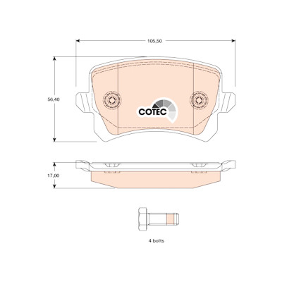 Conjunto de 4 pastilhas de freio COTEC TRW GDB1763