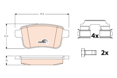 Conjunto de 4 pastilhas de freio COTEC TRW GDB1786