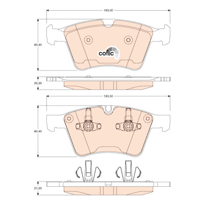 Conjunto de 4 pastilhas de freio COTEC TRW GDB1797
