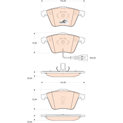 Conjunto de 4 pastilhas de freio COTEC TRW GDB1809