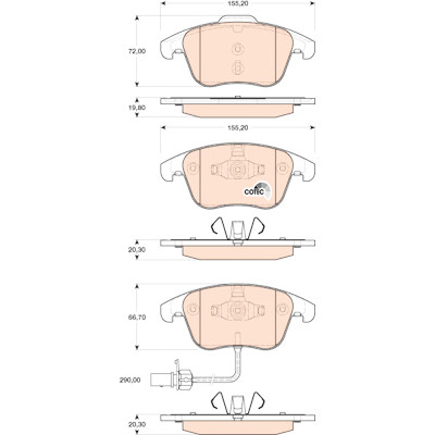 Conjunto de 4 pastilhas de freio COTEC TRW GDB1814