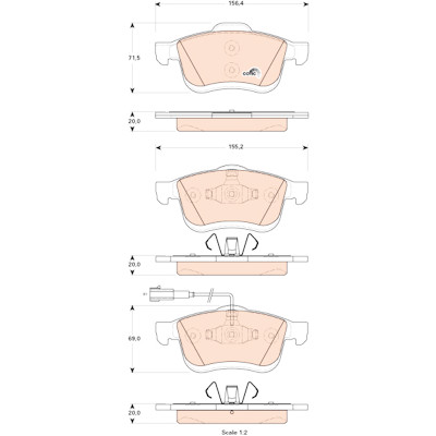 Conjunto de 4 pastilhas de freio COTEC TRW GDB1864
