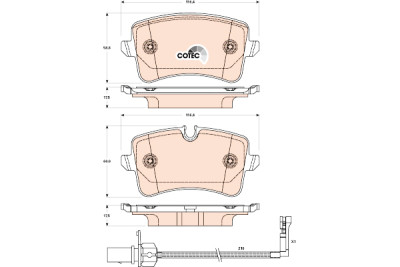 Conjunto de 4 pastilhas de freio COTEC TRW GDB1902