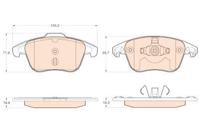 Conjunto de 4 pastilhas de freio TRW GDB2025