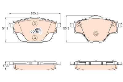Conjunto de 4 pastilhas de freio COTEC TRW GDB2034