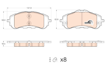 Conjunto de 4 pastilhas de freio COTEC TRW GDB2044