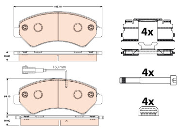 Conjunto de 4 pastilhas de freio TRW GDB2072
