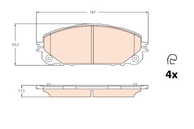 Conjunto de 4 pastilhas de freio TRW GDB2094