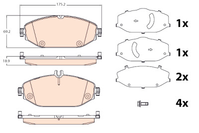 Conjunto de 4 pastilhas de freio TRW GDB2097